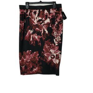 Alfani Womens Pink/Black Printed Midi Skirt Large
